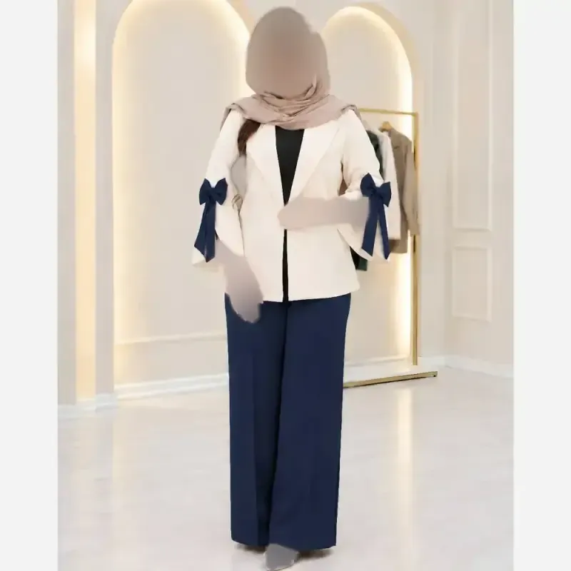 کت شلوار زنانه جنس مازراتی دبل دوخت مزونی رنگ مشکی کرم خاکی قهوه ای سرمه ای زرشکی سایز 1 و 2 - تصویر 6
