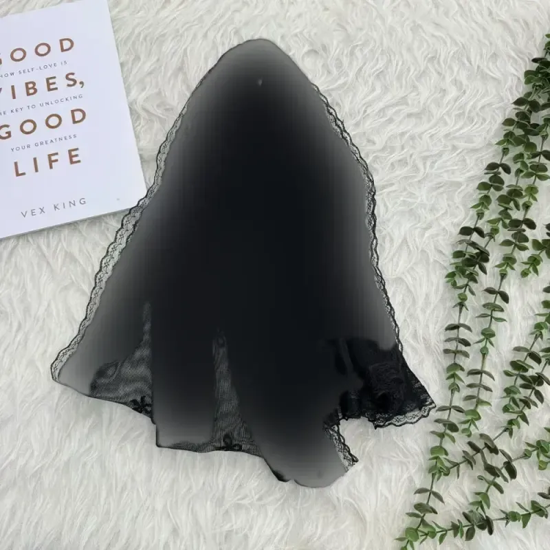 شال توری مشکی دوردانتل مدل پاپیون نخی قواره 180 در 64 سانت - تصویر 5