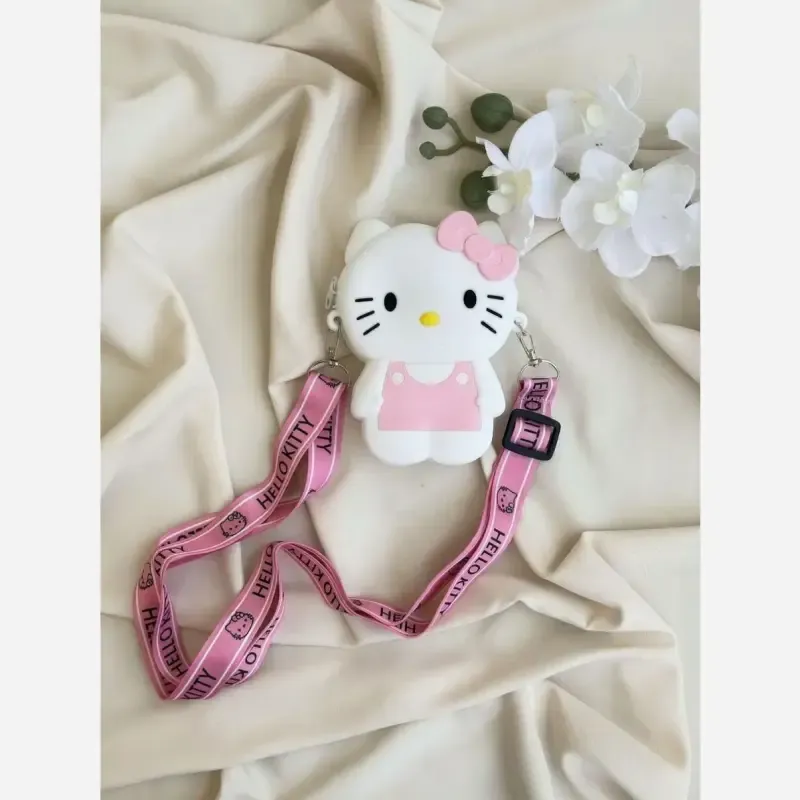 کیف دخترانه سیلیکونی طرح هلو کیتی سفید و صورتی - تصویر 4