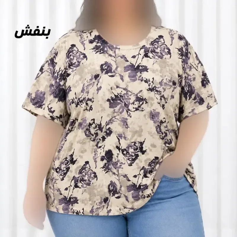 تیشرت زنانه سایز بزرگ جنس کرپ کمربنددار فری سایز مناسب تا سایز 50 - تصویر 4