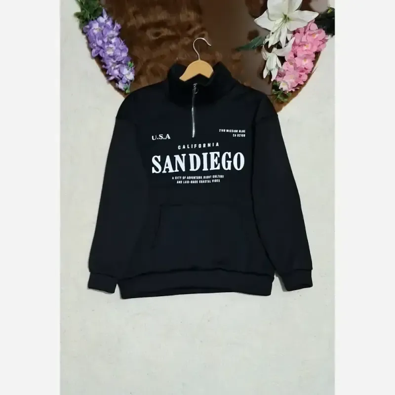 دورس نیم زیپ اسپرت زنانه پسرانه SANDIEGO جنس دورس سه نخ گرم بالا درجه یک رنگ مشکی و سبز زیتونی فری سایز - تصویر 21