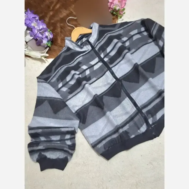 سویشرت باکسی جلو زیپ پشمی زنانه و دخترانه پاییزی - تصویر 9