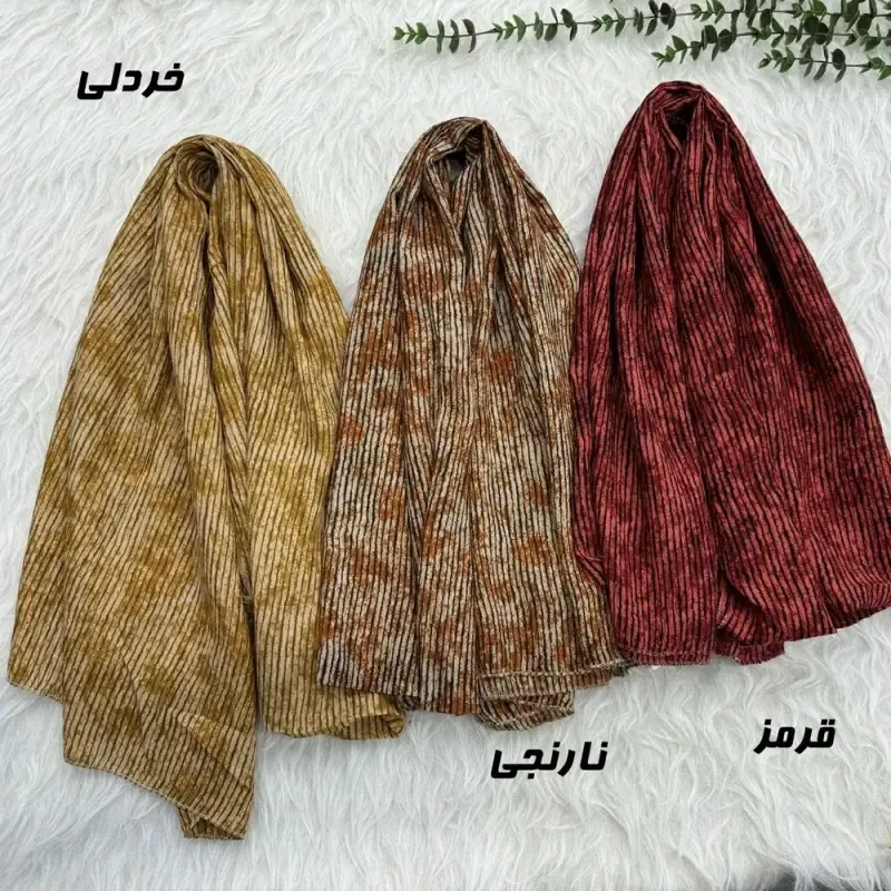 شال نخی طرحدار راه راه برشکا قواره 180 در 63 سانت مناسب روزمره - تصویر 7
