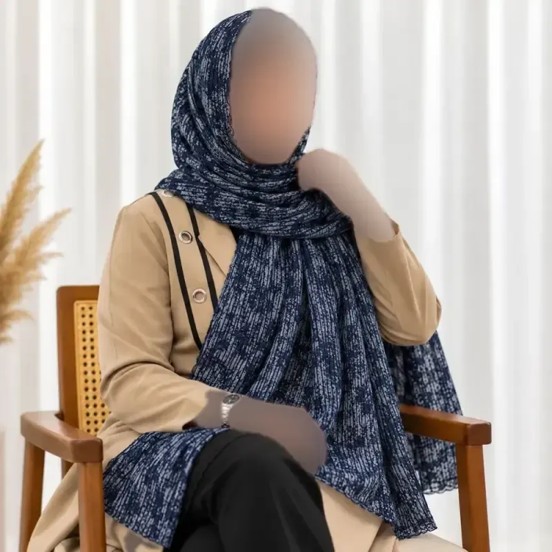 شال نخی طرحدار راه راه برشکا قواره 180 در 63 سانت مناسب روزمره - تصویر 3